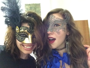 Quinn Western and her roommate Sara McGuire, both Chico State students, celebrating carnevale in Venice, Italy. Masks, capes, and all.